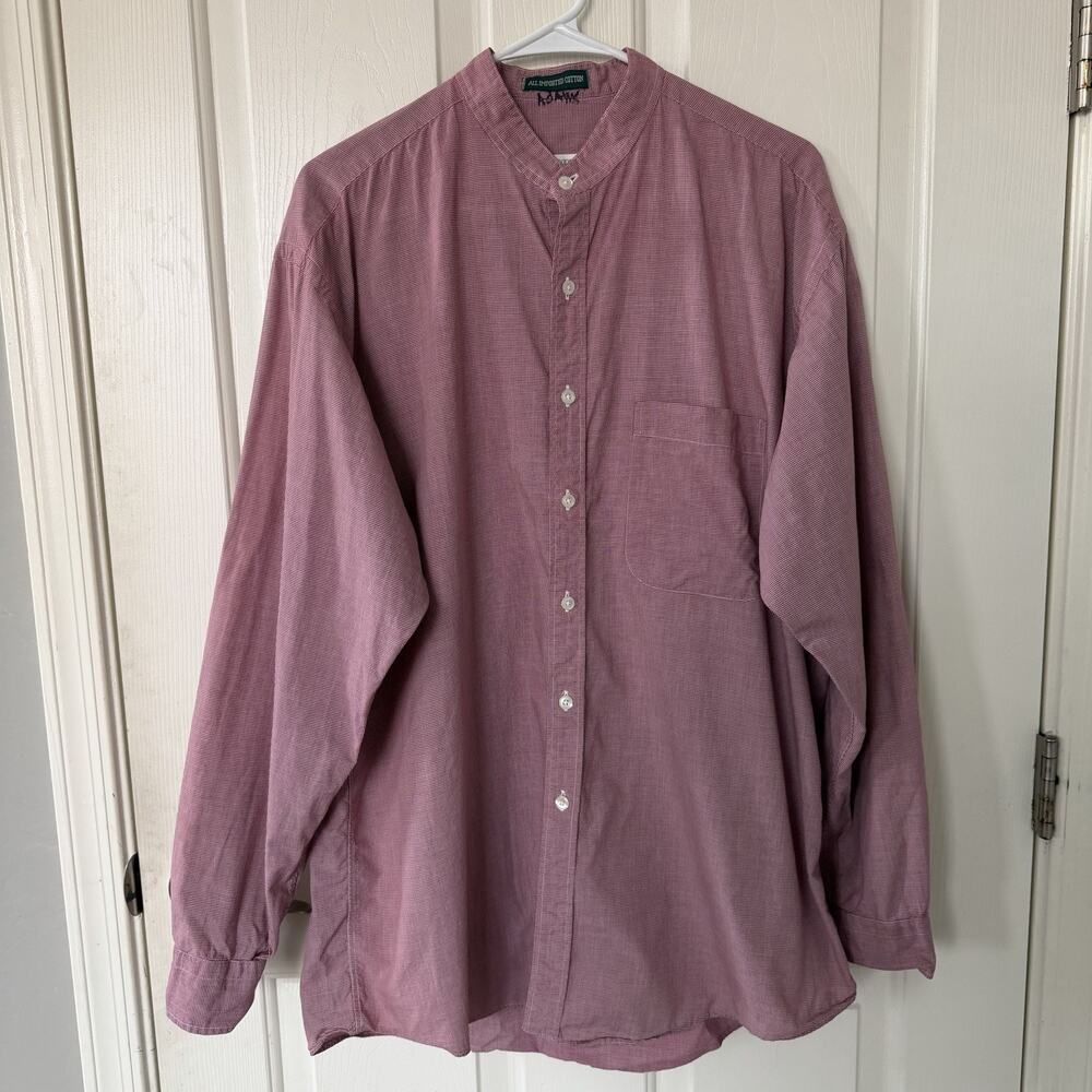 Bergdorf Goodman Men’s Long Sleeve Button Up Shirt Red White Plaid Sz L USA made
